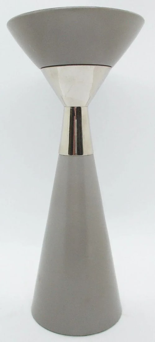 Global Views Dwell Studios Hourglass Pillar Candle Holders in Gray and Silver - Set of 3 - 3