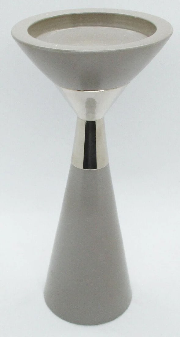 Global Views Dwell Studios Hourglass Pillar Candle Holders in Gray and Silver - Set of 3 - 4