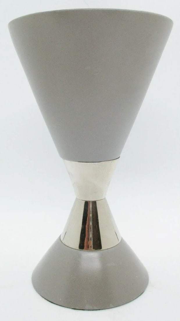 Global Views Dwell Studios Hourglass Pillar Candle Holders in Gray and Silver - Set of 3 - 7