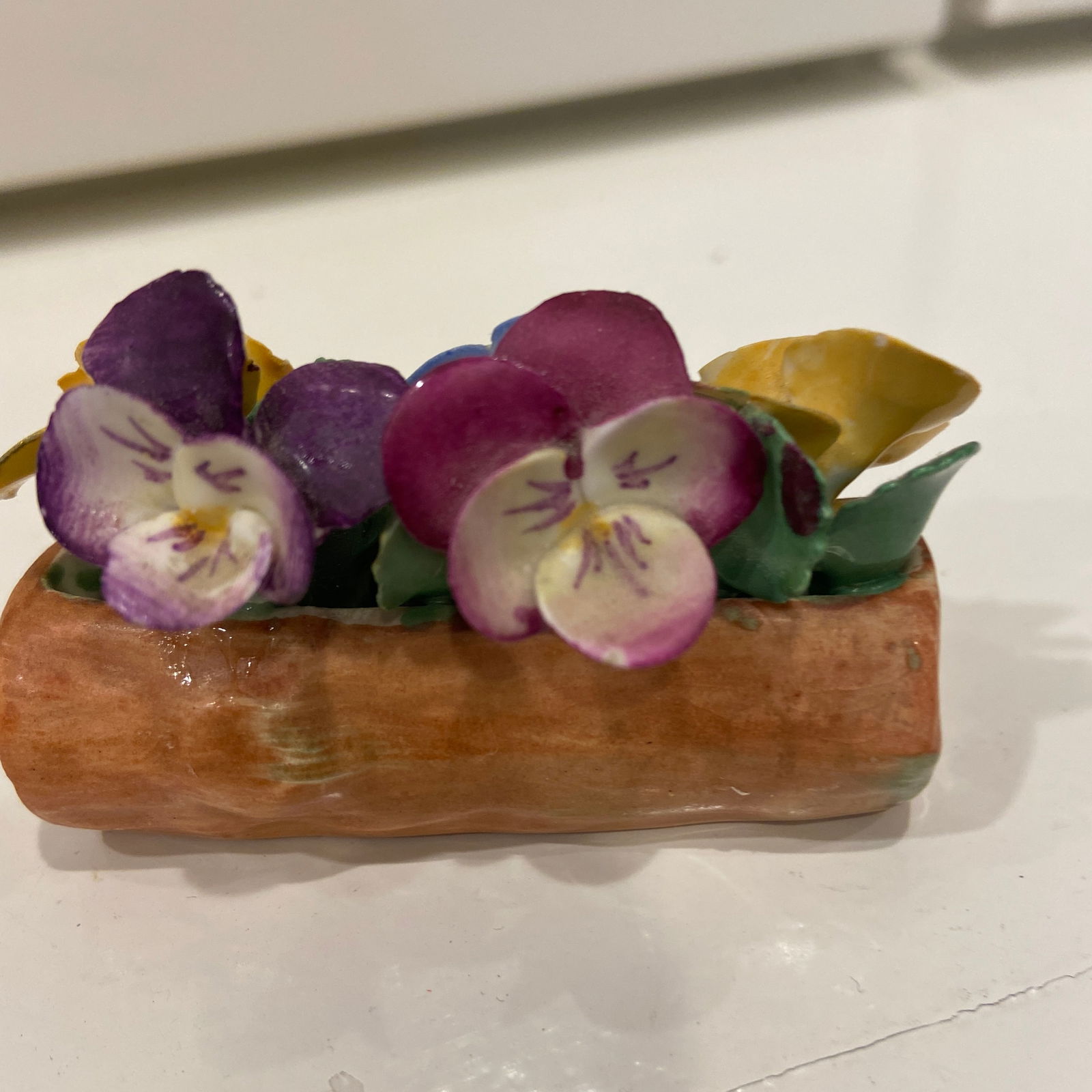 Antique Coalport Bone China Delicate Flowers in Log - 3