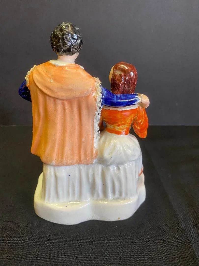 Staffordshire Figure of Girl Playing Musical Instrument - 2