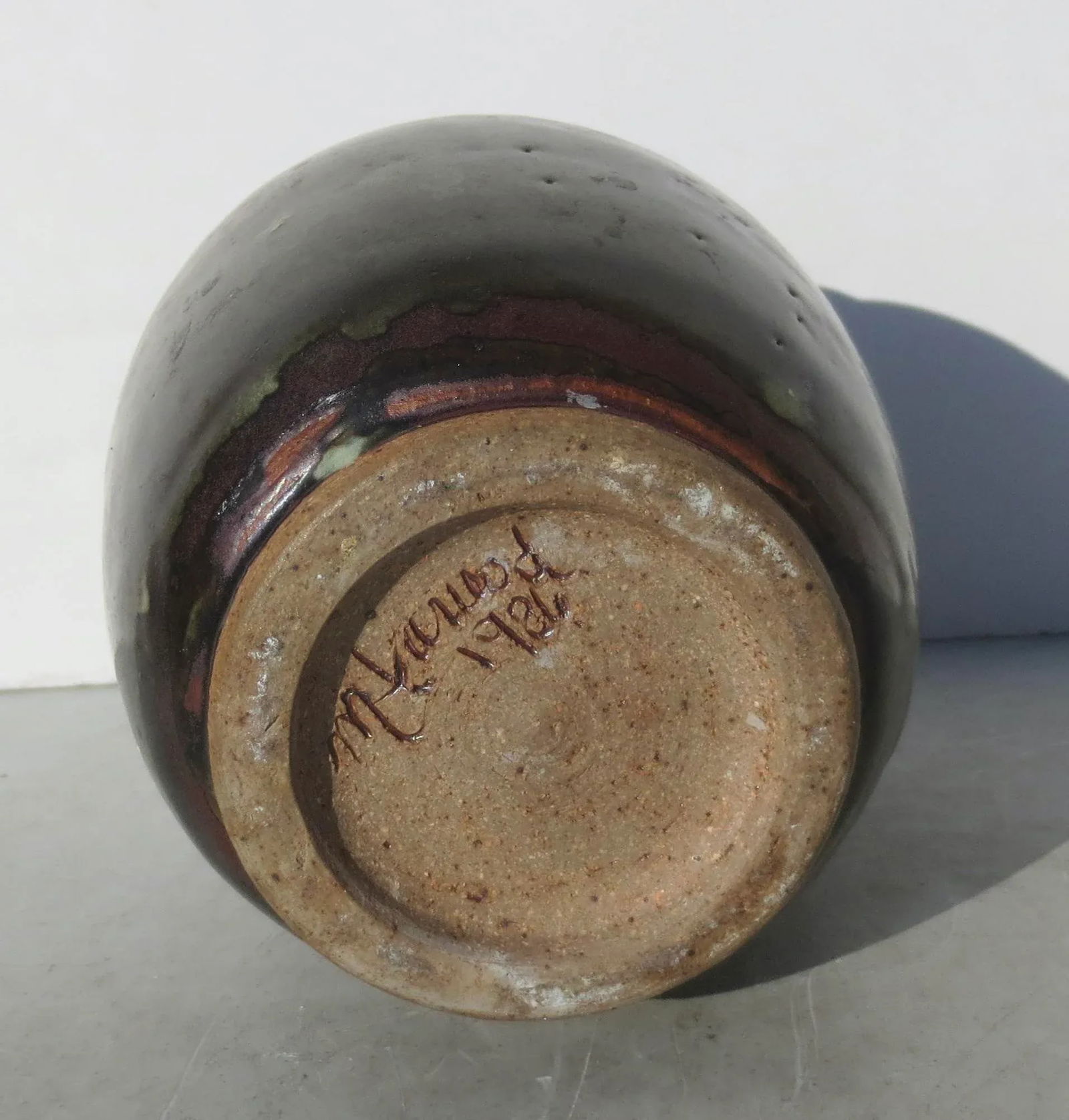 Vintage Stoneware Vase Dated 1986 - 5