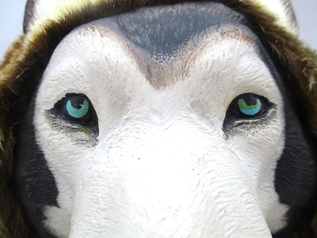 Vintage 1958 Lonnie H. Temple Alaskan Husky Sculpture Hand Made and Painted - 3