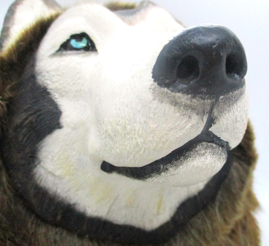 Vintage 1958 Lonnie H. Temple Alaskan Husky Sculpture Hand Made and Painted - 4