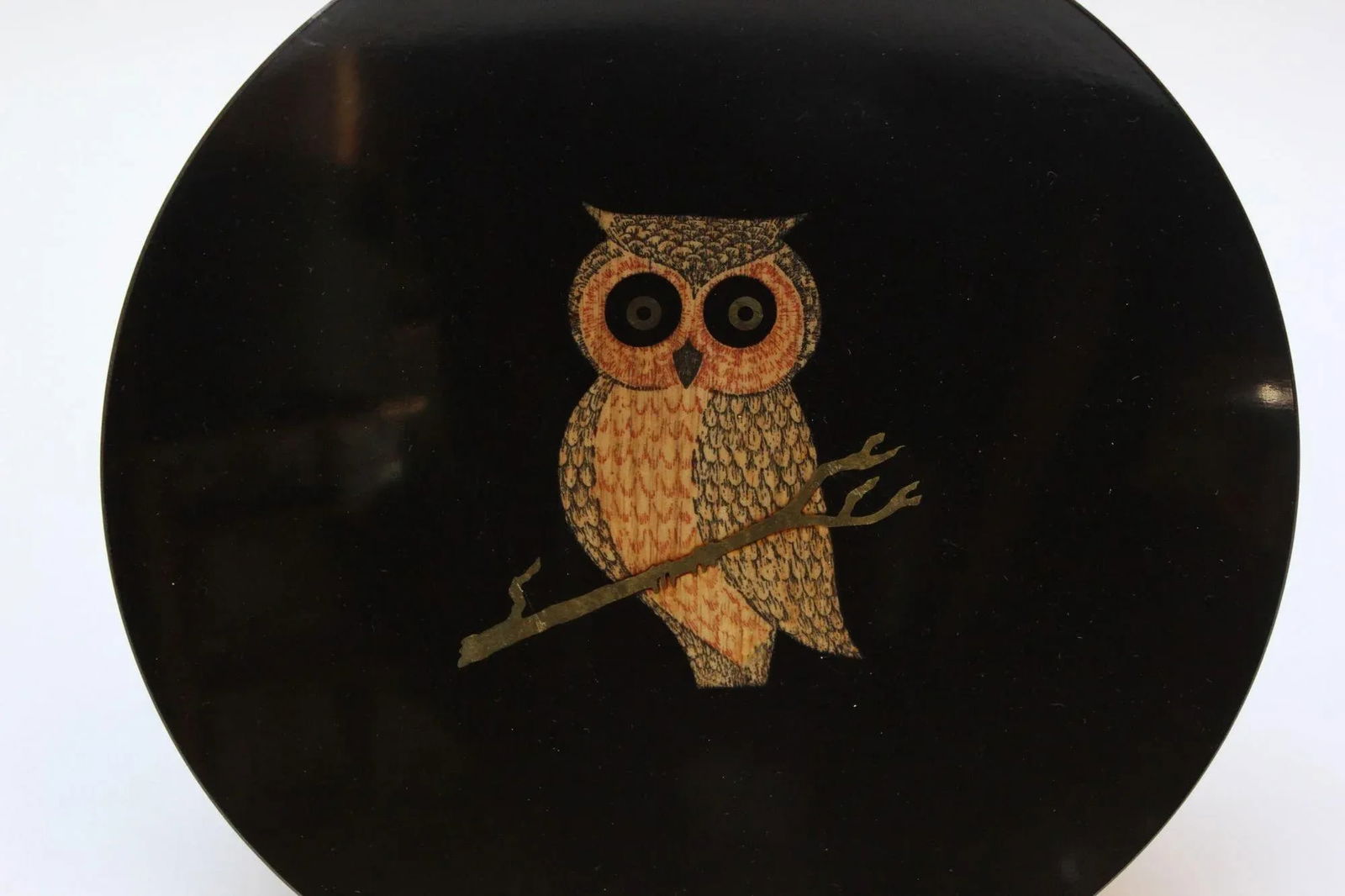 Mid-Century Couroc Black Resin Inlaid "Owl" Plate - 4