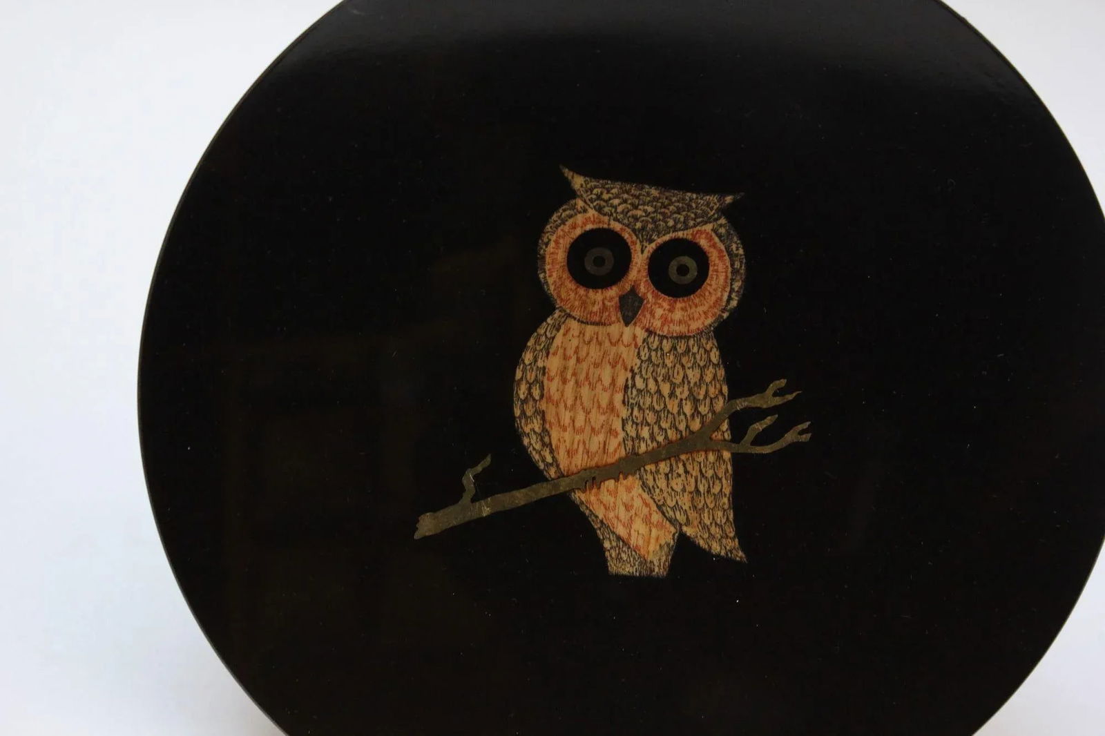 Mid-Century Couroc Black Resin Inlaid "Owl" Plate - 5