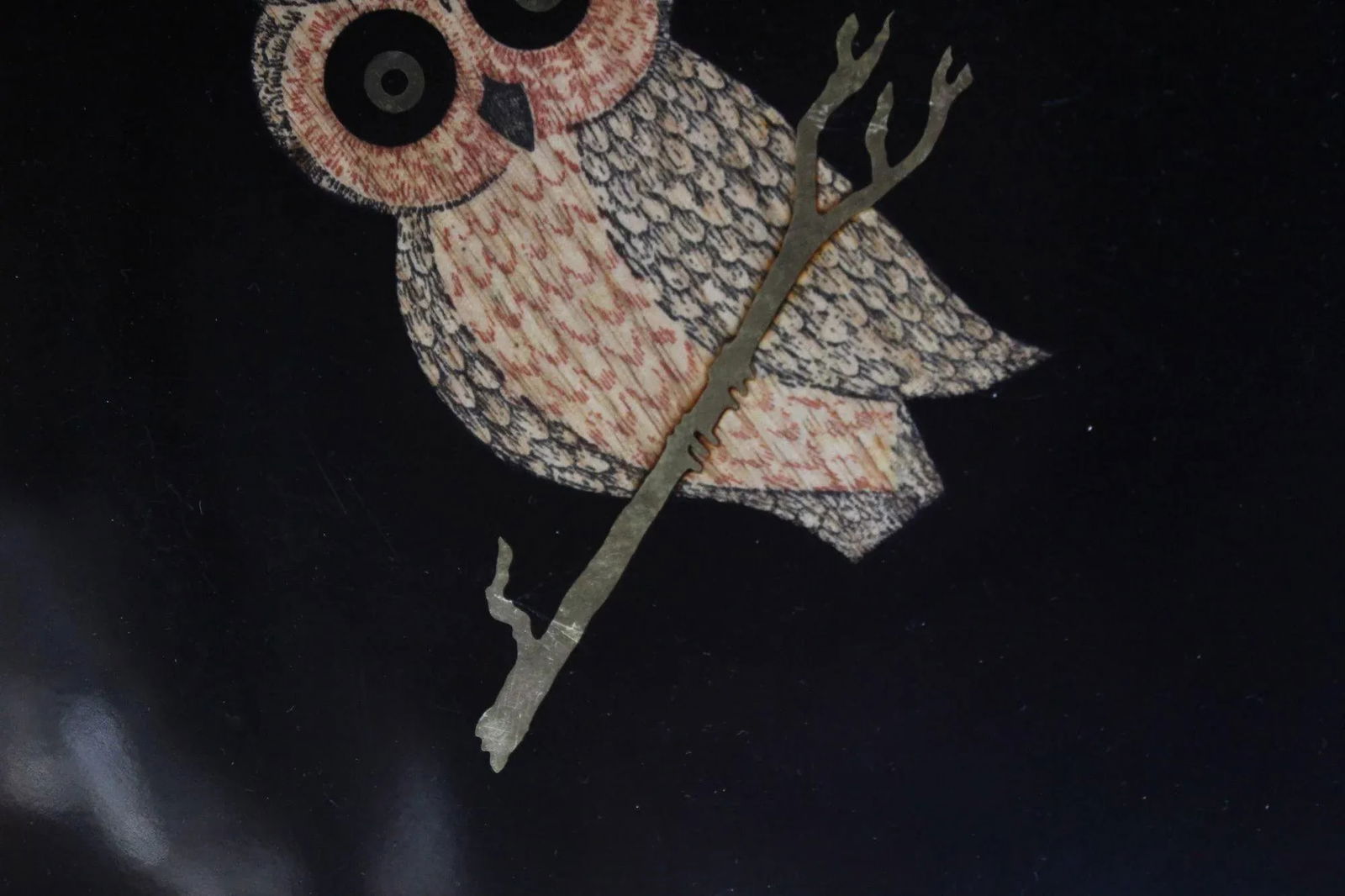 Mid-Century Couroc Black Resin Inlaid "Owl" Plate - 7