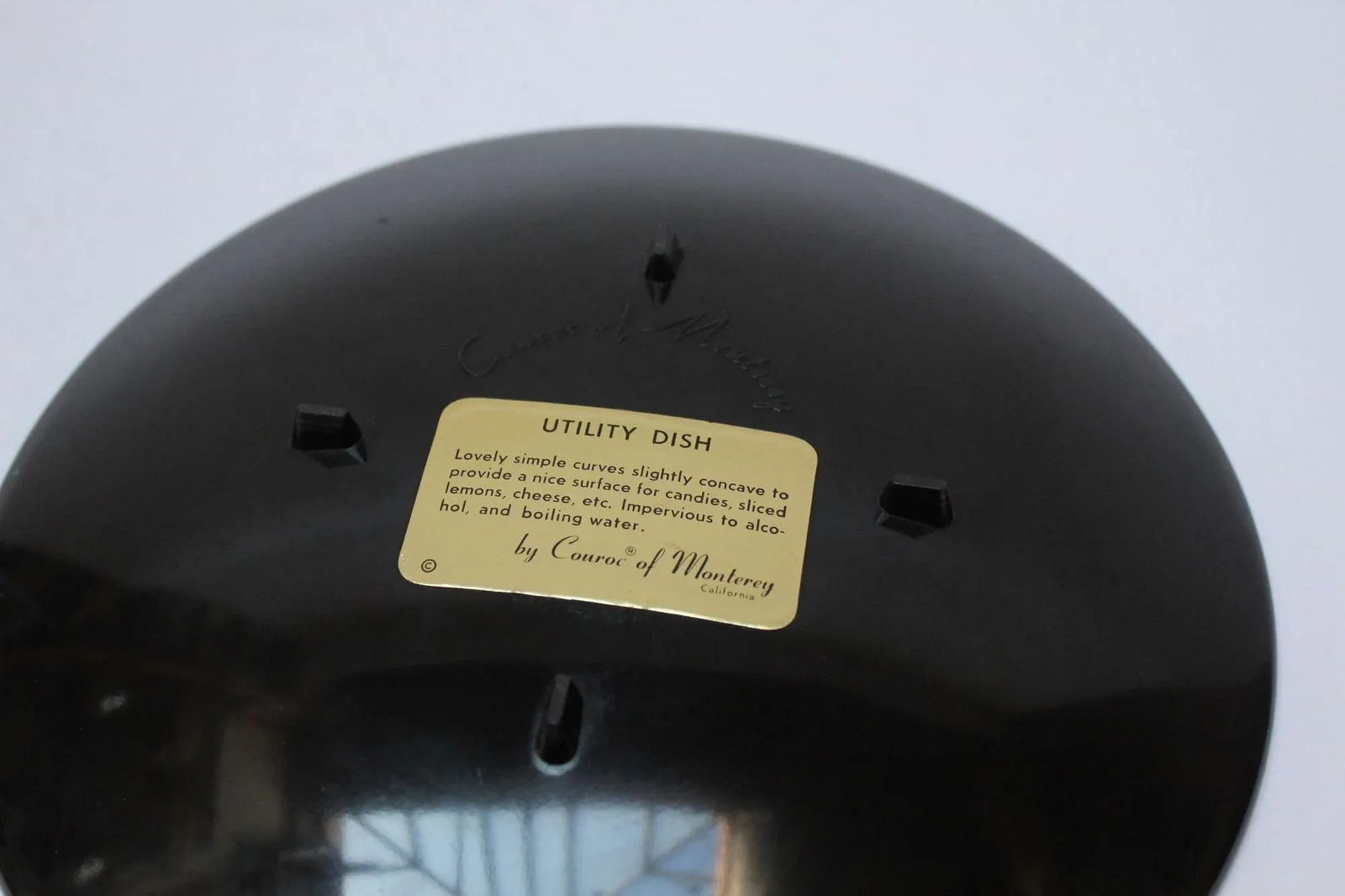 Mid-Century Couroc Black Resin Inlaid "Owl" Plate - 8