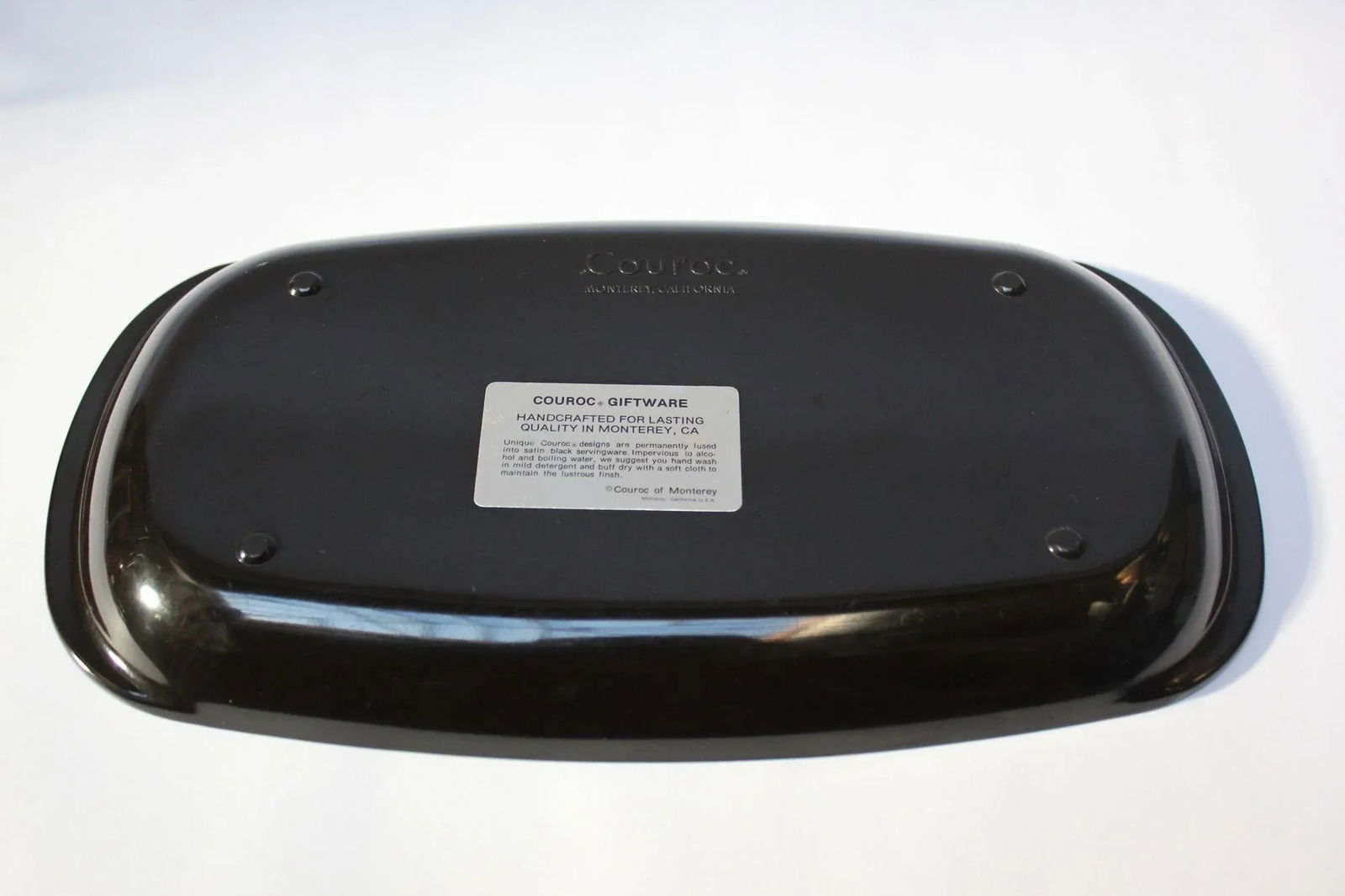 Mid-Century Black Resin Inlaid Native American/Southwest Style "Pottery Bowl With Deer" Tray by Cour - 5