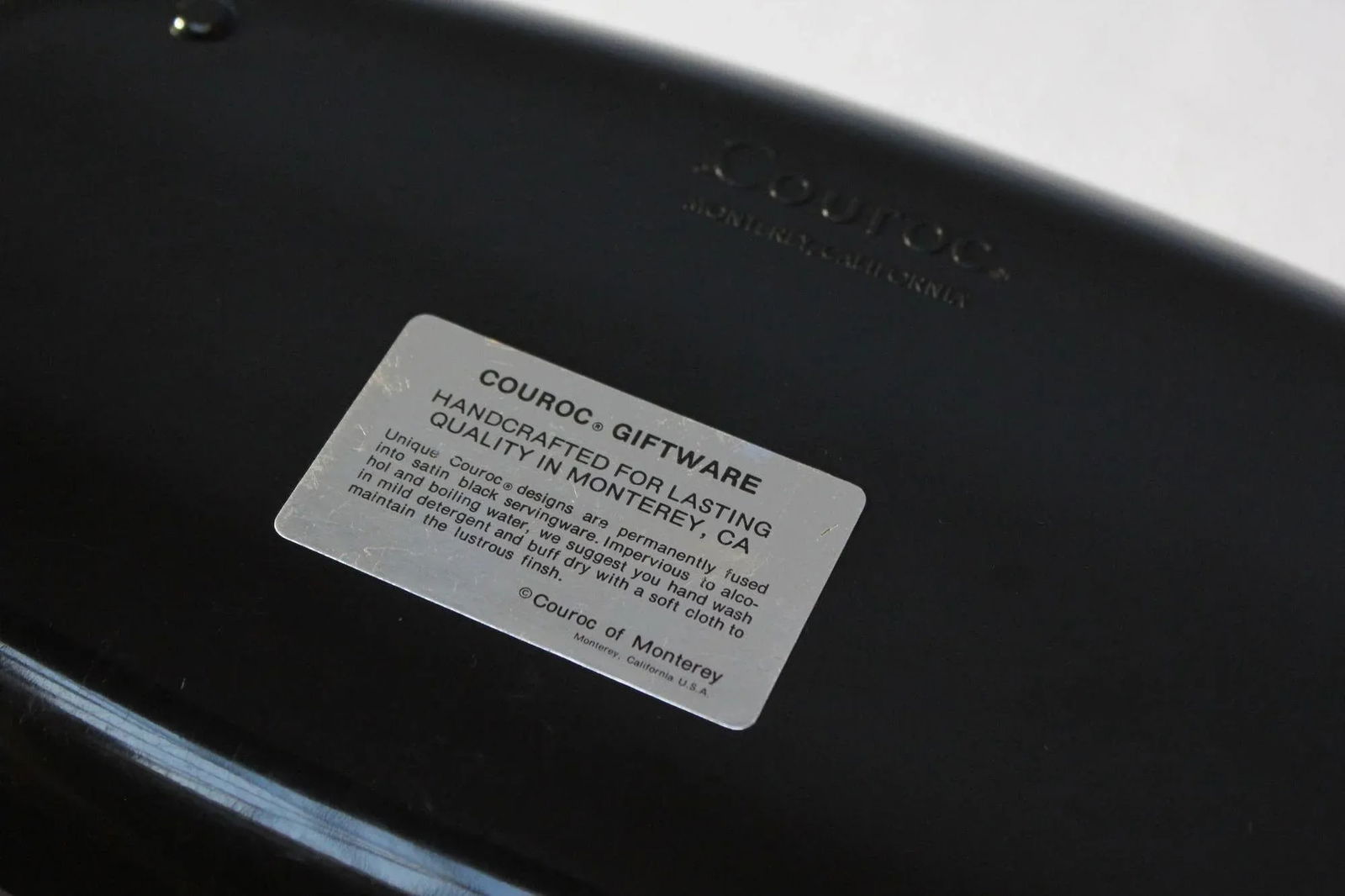 Mid-Century Black Resin Inlaid Native American/Southwest Style "Pottery Bowl With Deer" Tray by Cour - 8