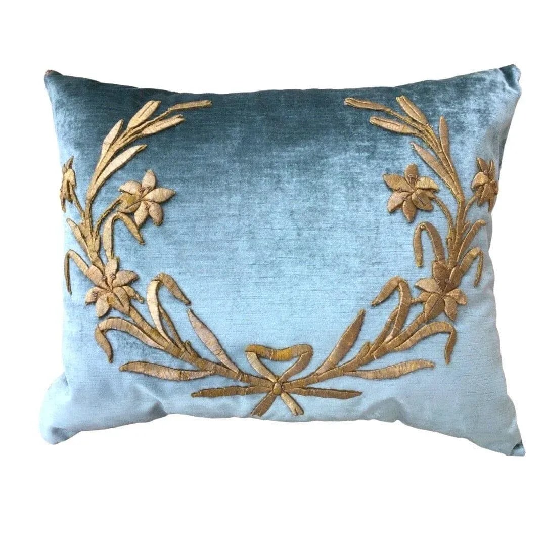 Early 19th Century Gold Embroidery Banner Fragment Flowers Branch (B) - 12