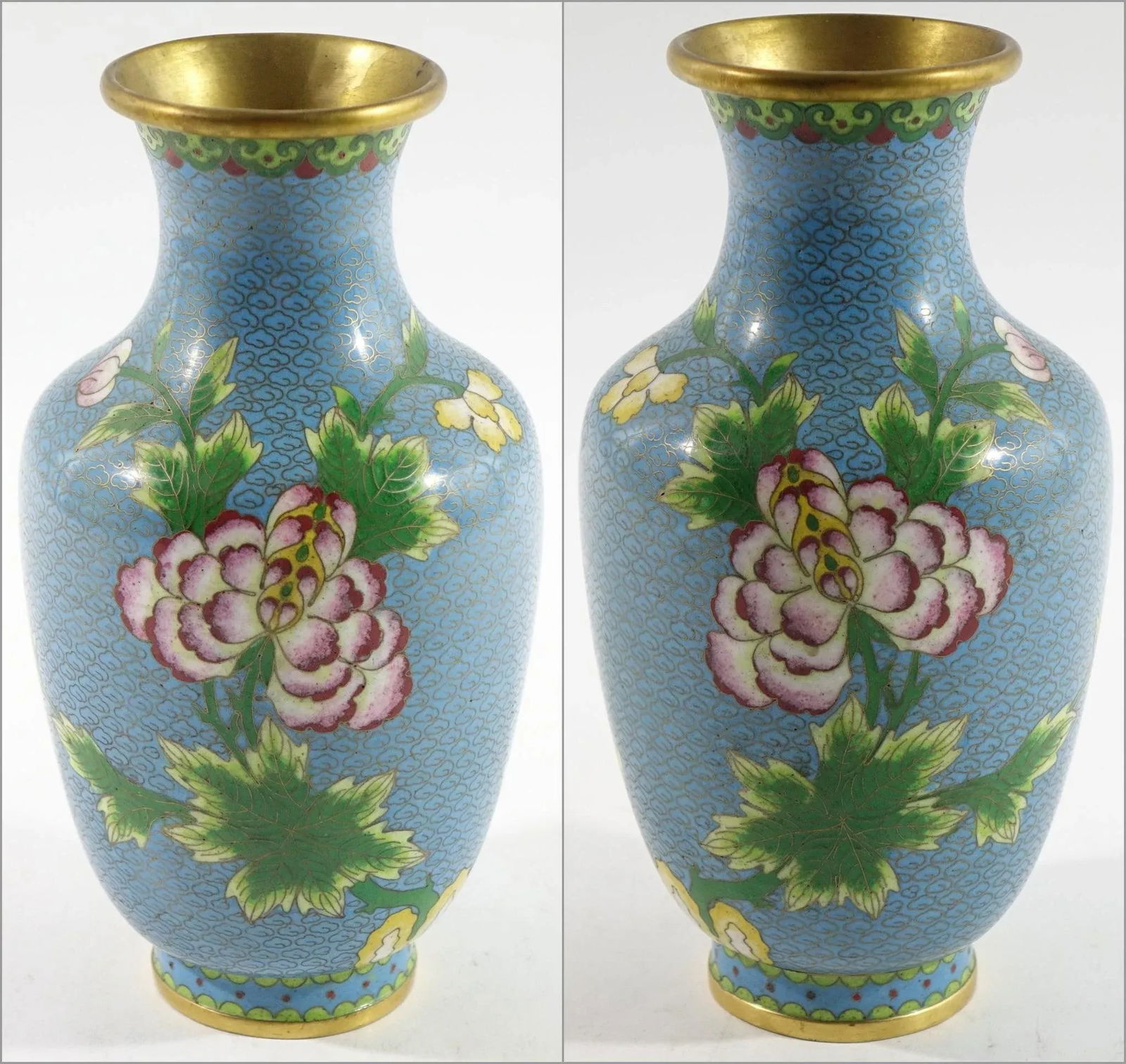 A Pair of Antique Chinese Cloisonne Vases - - 12