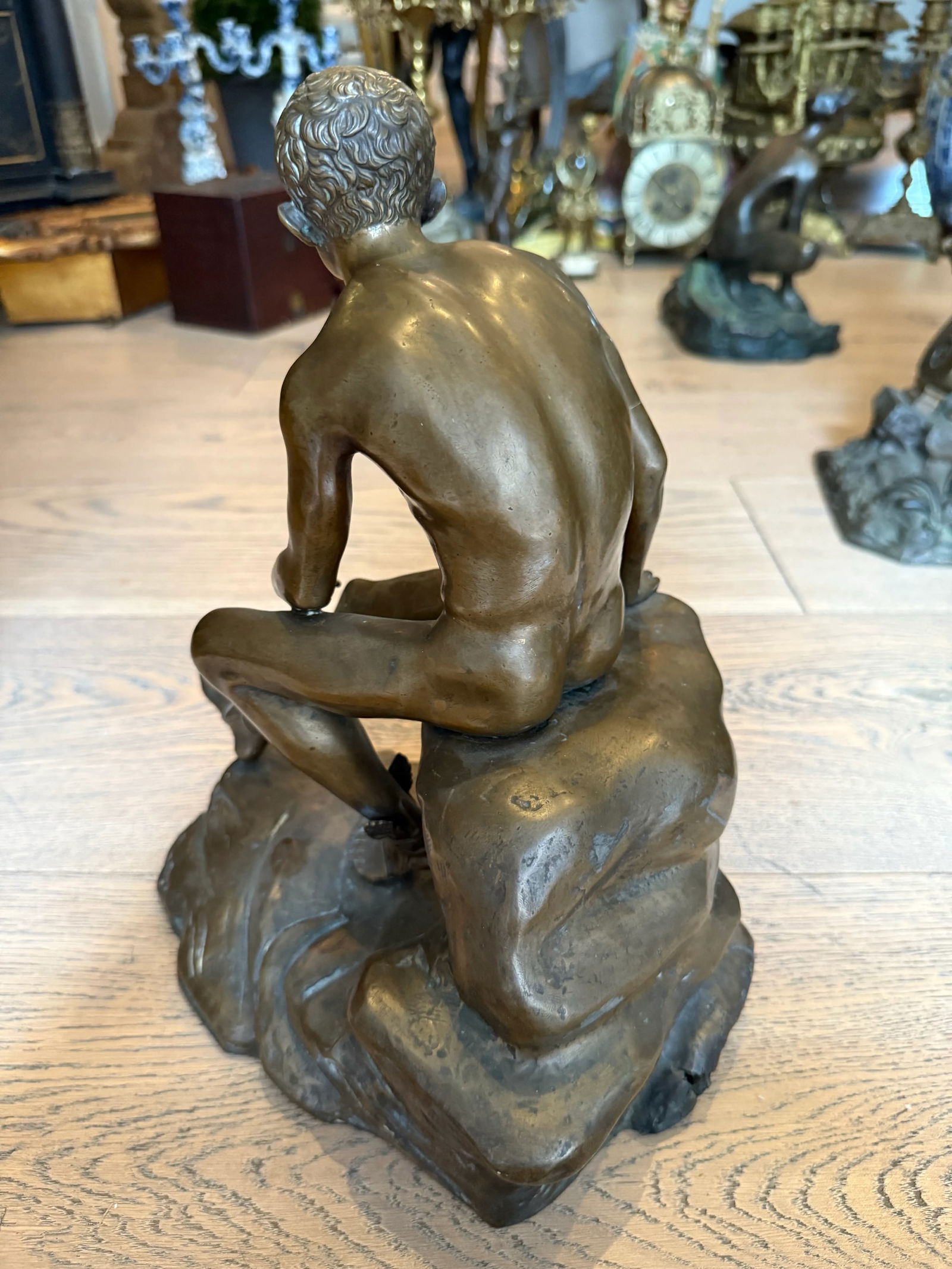 Bronze Sculpture Titled Seated Hermes or Mercury at Rest After Ferdinand Barbedienne. Not Signed. - 3