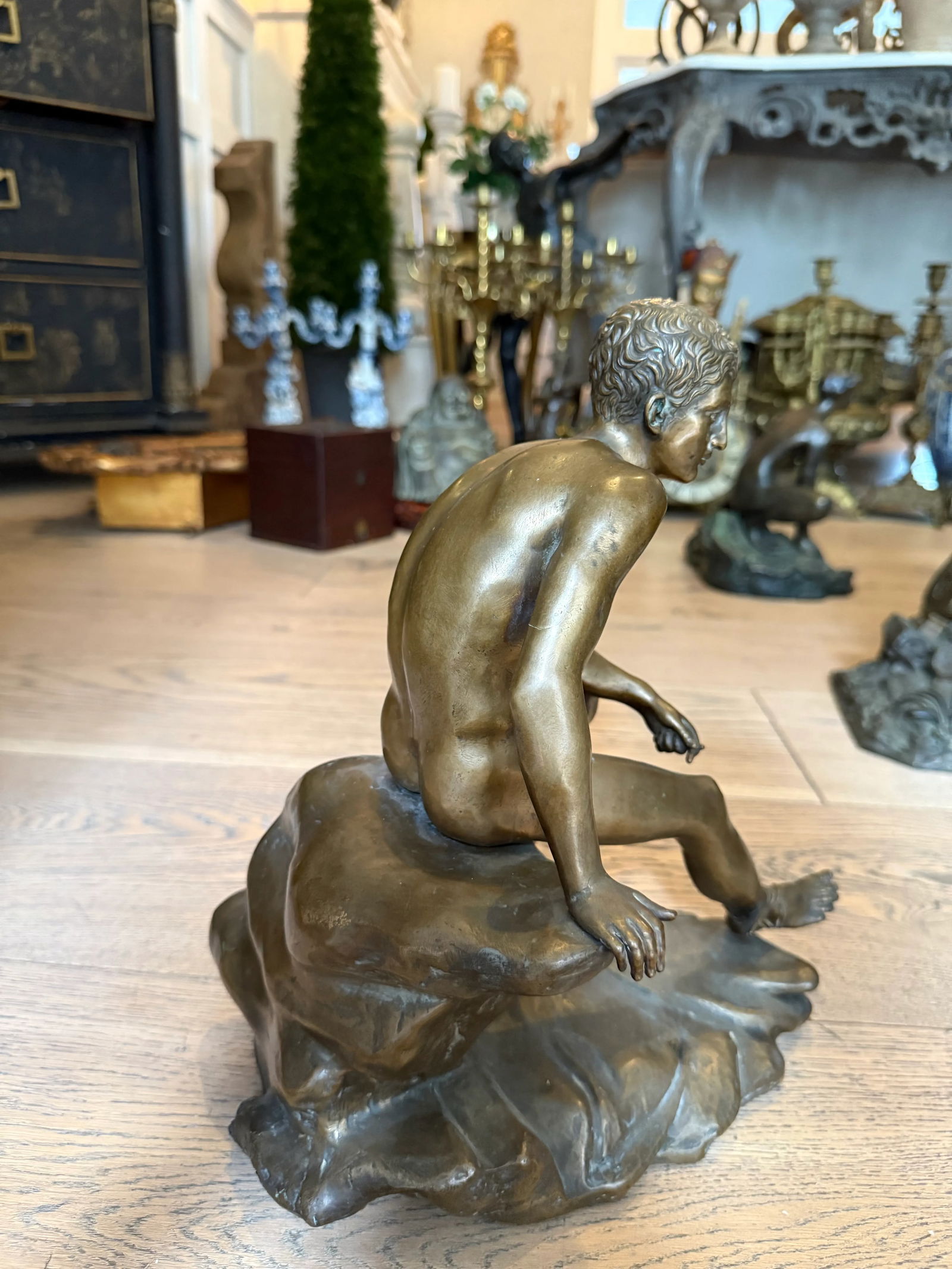Bronze Sculpture Titled Seated Hermes or Mercury at Rest After Ferdinand Barbedienne. Not Signed. - 6