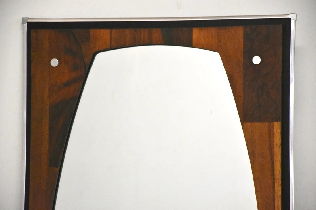 1970s Rosewood and Chrome Mirror - 2