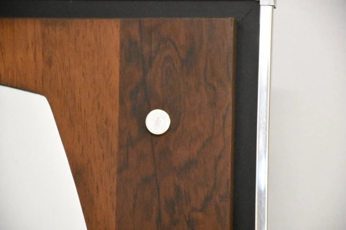 1970s Rosewood and Chrome Mirror - 5