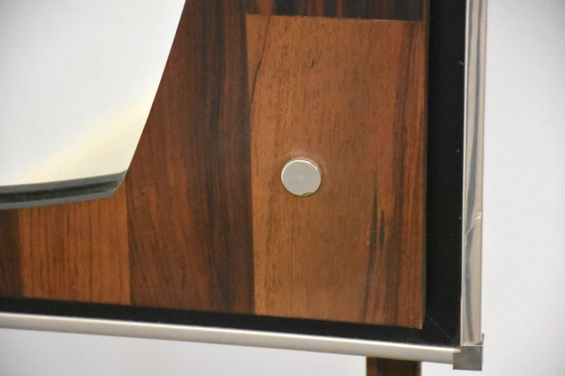 1970s Rosewood and Chrome Mirror - 6