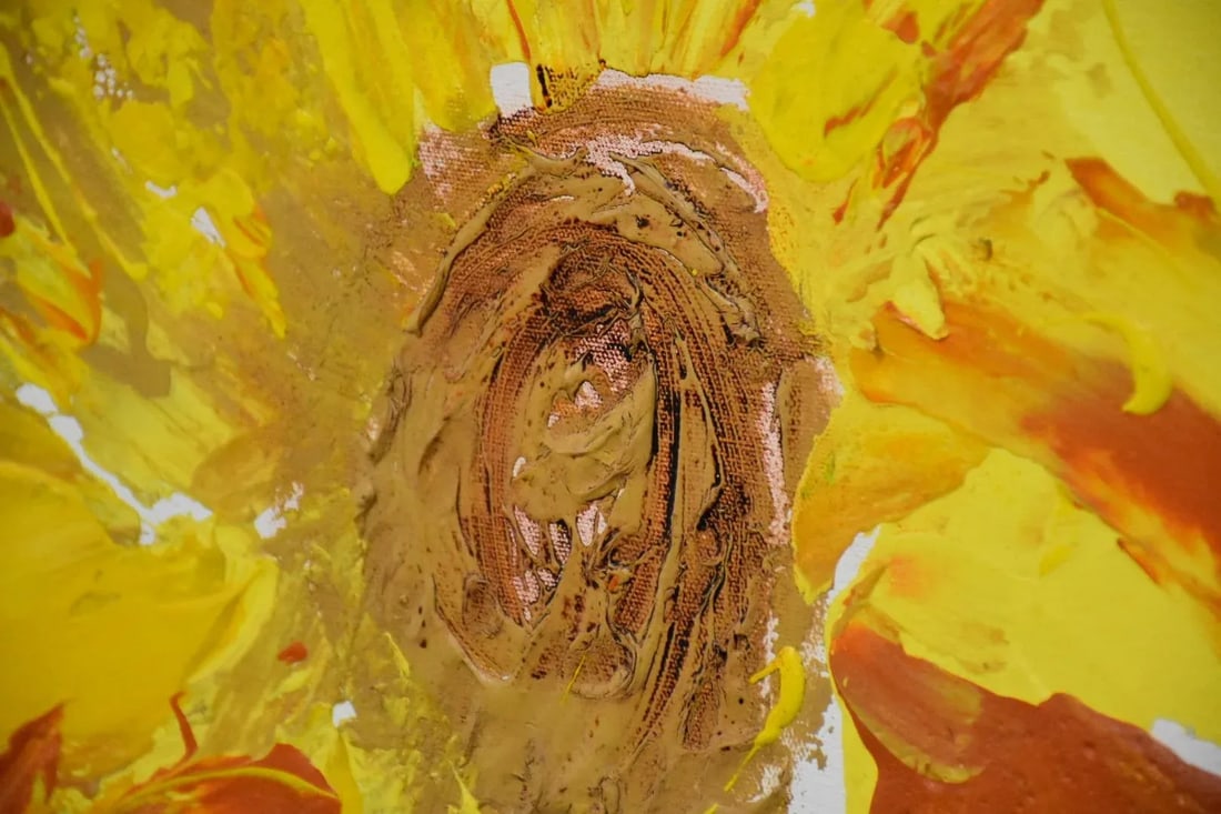 Abstract Yellow Painting Signed "Marty - 4