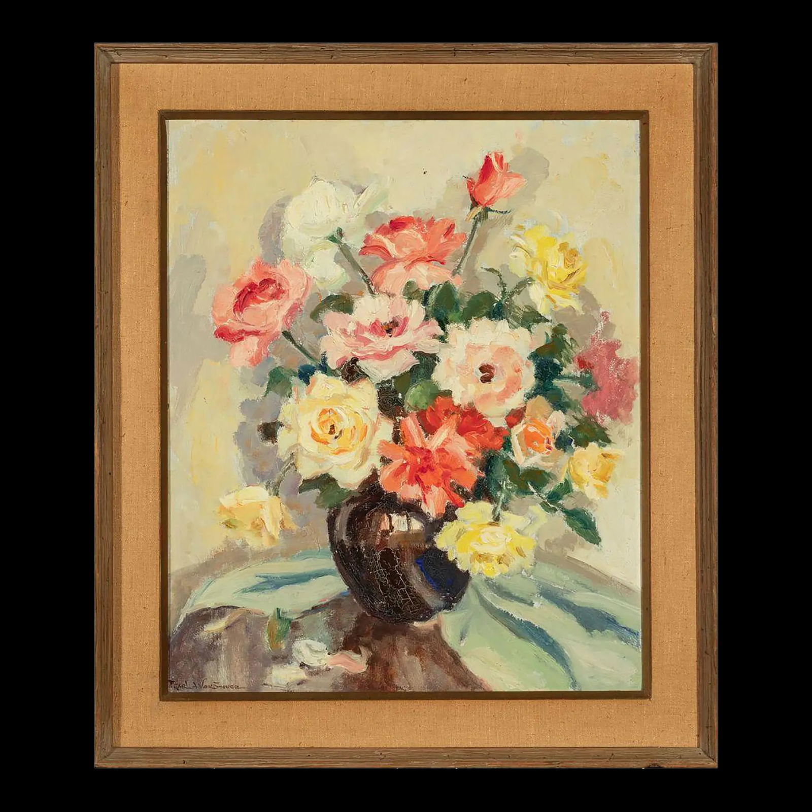 Floral Still Life Signed & Framed Oil on Canvas - 3