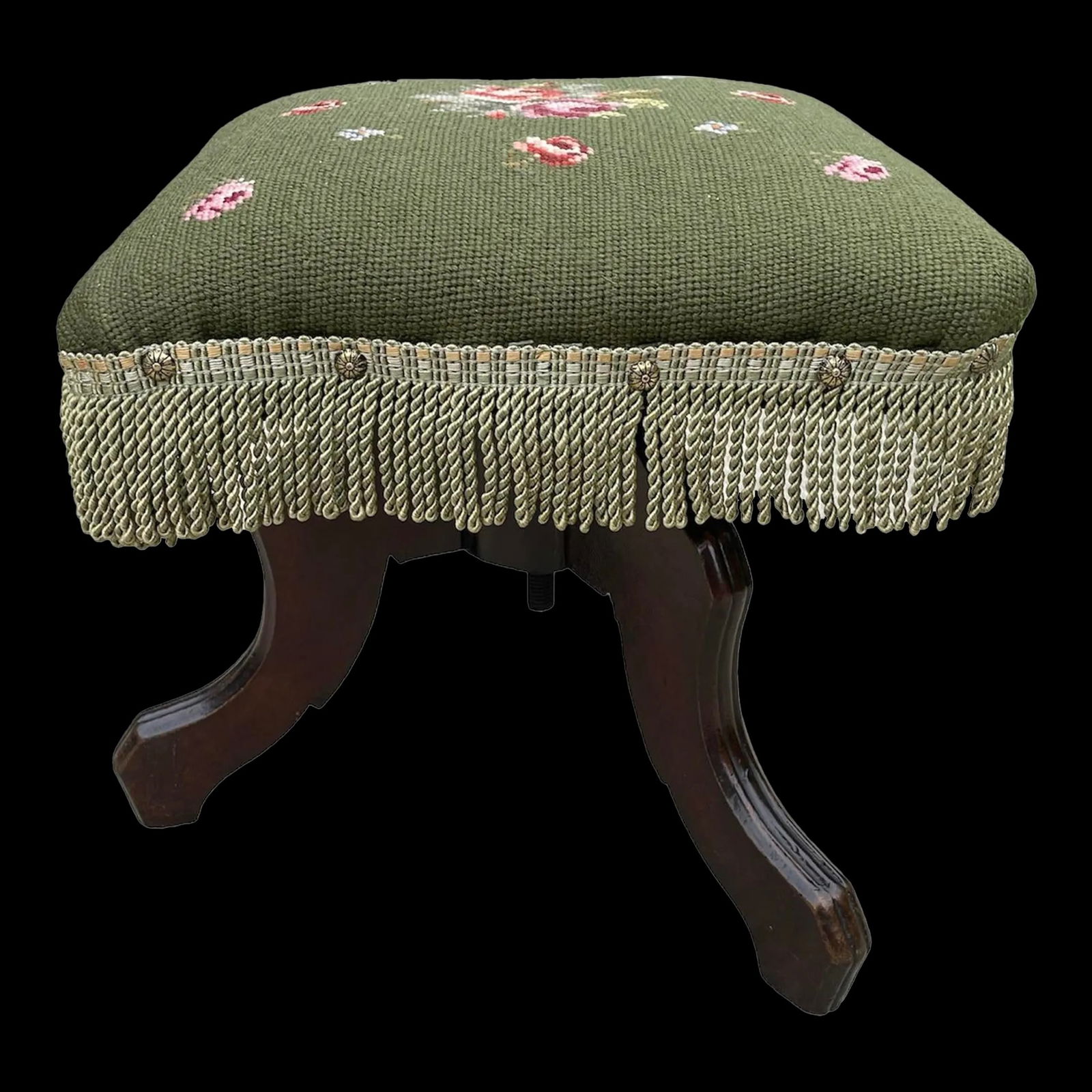 Early 20th Century Antique Needlepoint Footstool (1 of 7)