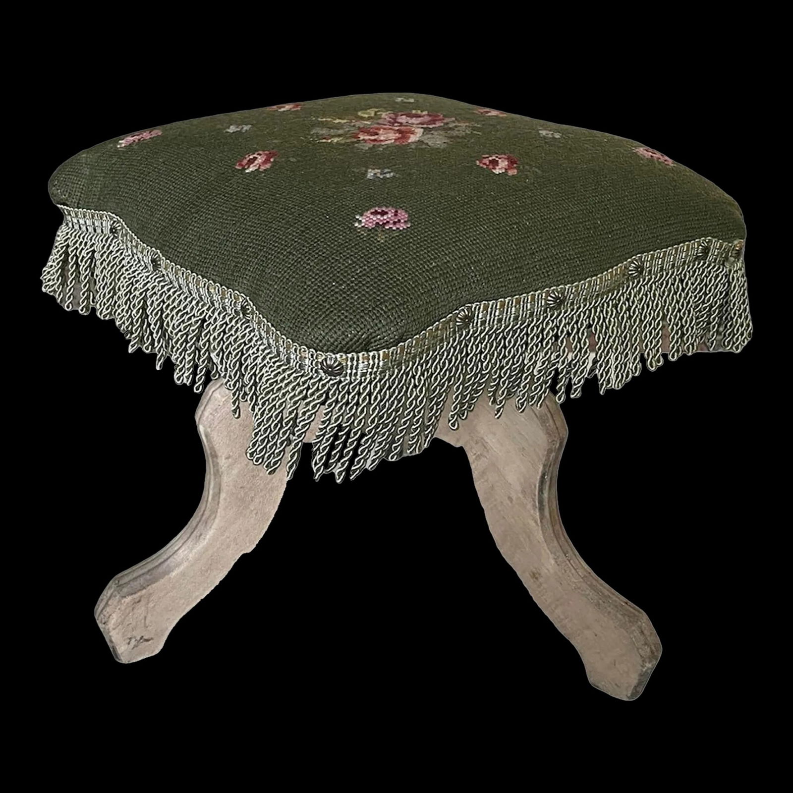 Early 20th Century Antique Needlepoint Footstool - 7