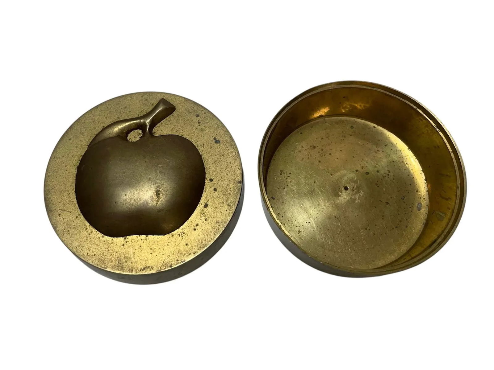 Vintage Heavy Brass Apple Container - 2