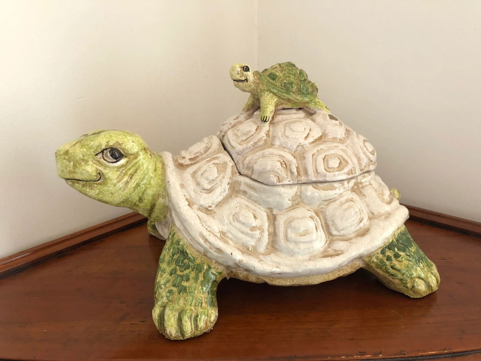1990s Italian Hand Painted Ceramic Turtle Cookie Jar, Under the Sea - 8