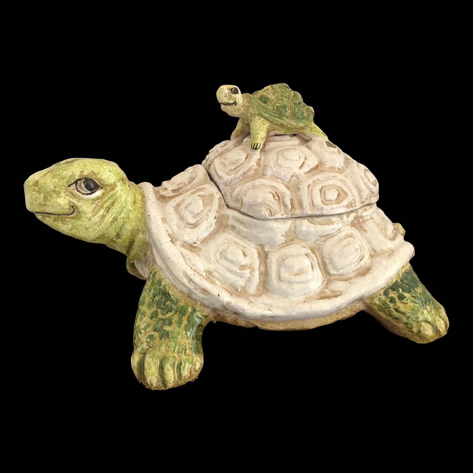 1990s Italian Hand Painted Ceramic Turtle Cookie Jar, Under the Sea - 9