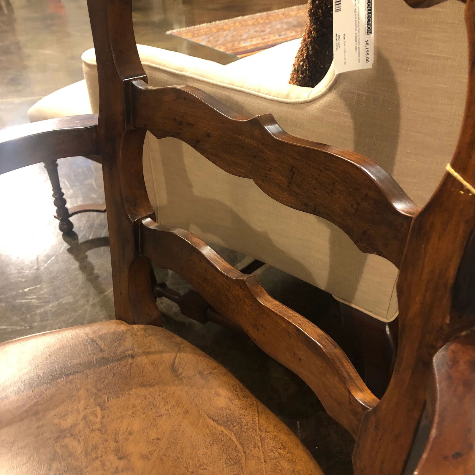 Ladder Back Arm Chair in a Cappuccino Finish - 6