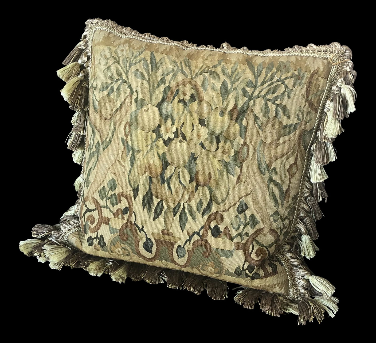 Vintage Recreated Mid 16th Century Hand-Woven Wool Tapestry Pillow - 12