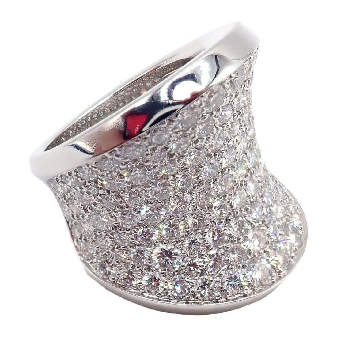 Authentic! Cartier Chalice 18k White Gold Diamond Large Ring Paper: Authentic! Cartier Chalice 18k White Gold Diamond Large Ring Paper About This Piece: The Cartier Chalice 18k White Gold 6.60ctw Diamond Large Ring is an exquisite piece of jewelry that embodies luxury