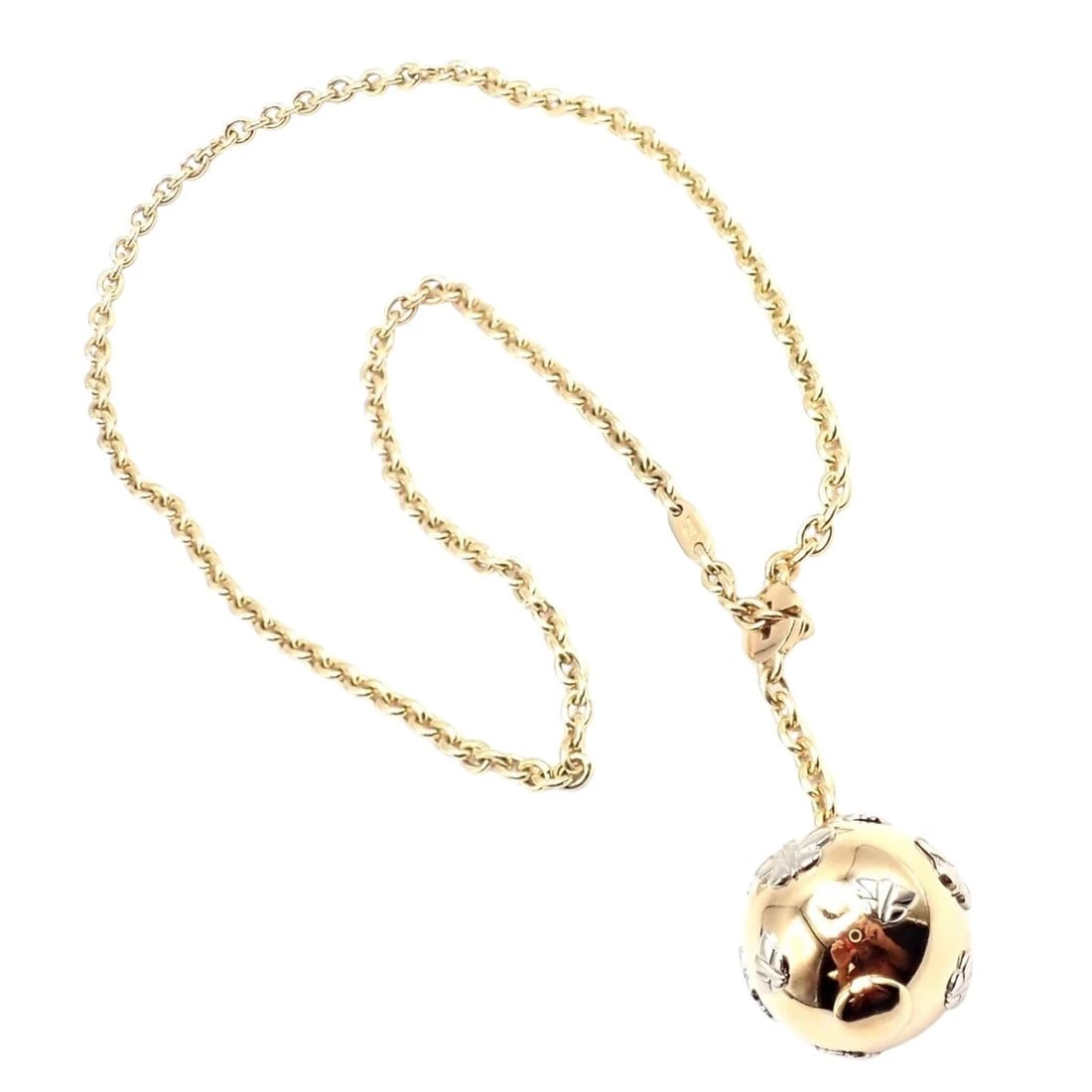 Authentic! Bulgari Bvlgari 18k Yellow Gold Butterfly Globe Pendant Link Chain (1 of 13)