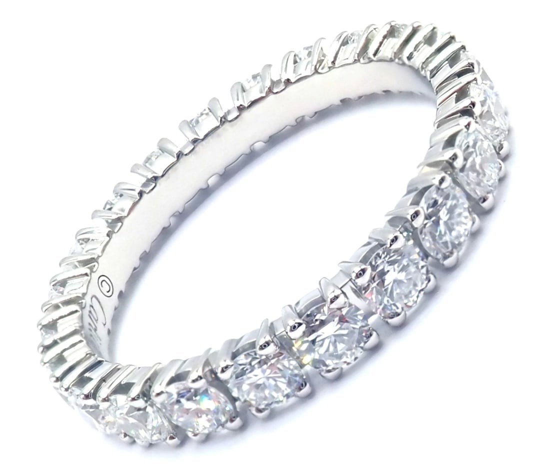 Authentic! Cartier Destinee Platinum Full Diamond Wedding Band Ring Size 6 Cert.: Authentic! Cartier Destinee Platinum Full Diamond Wedding Band Ring Size 6 Cert. About This Piece: The Authentic! Cartier Destinee Platinum Full Diamond Wedding Band, size 6, with certification, is a