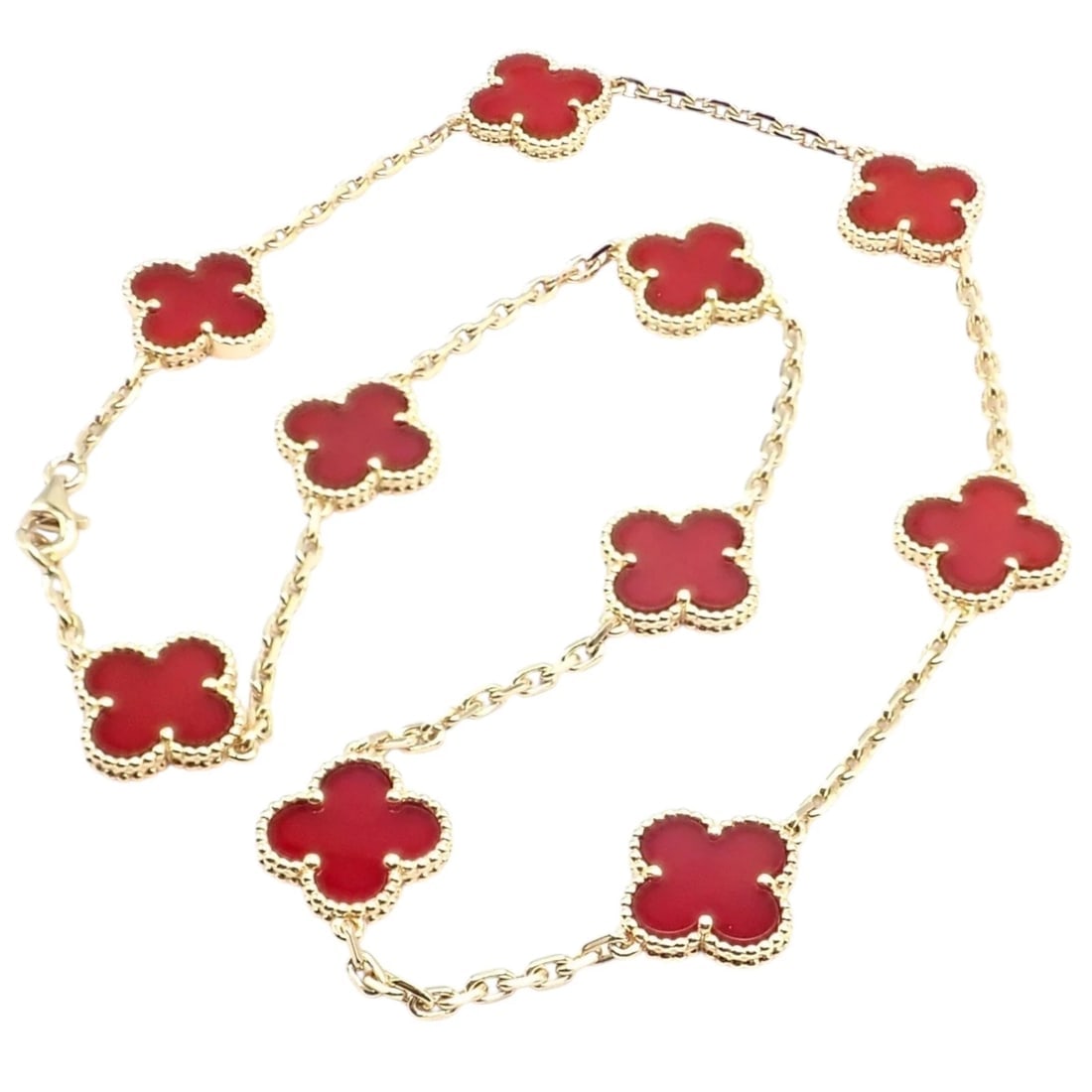 Authentic Van Cleef & Arpels 18k Gold 10 Motif Alhambra Carnelian Necklace Paper (1 of 10)