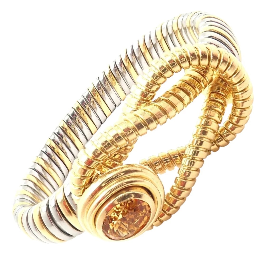 Authentic Cartier Hercules Knot 18k Yellow Gold Stainless Steel Citrine Bracelet: Authentic Cartier Hercules Knot 18k Yellow Gold Stainless Steel Citrine Bracelet About This Piece: The Cartier Hercules Knot Bracelet is a striking blend of 18k yellow gold and stainless steel, featur