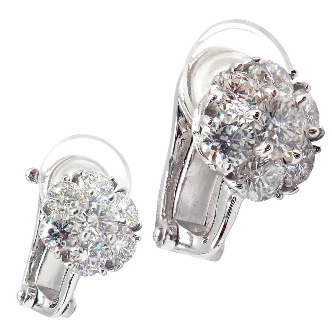 Authentic! Van Cleef & Arpels Platinum Diamond Fleurette Flower Earrings (1 of 19)