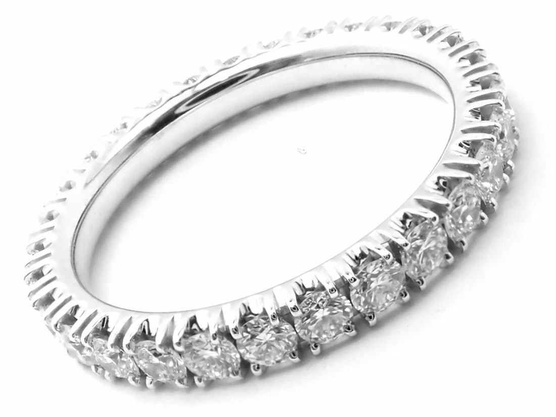 Cartier Étincelle De Cartier Platinum Diamond Eternity Band Ring Size 51 US 5.75: Cartier Étincelle De Cartier Platinum Diamond Eternity Band Ring Size 51 US 5.75 About This Piece: About Cartier: The company has a long and distinguished history of serving royalty, as well as s