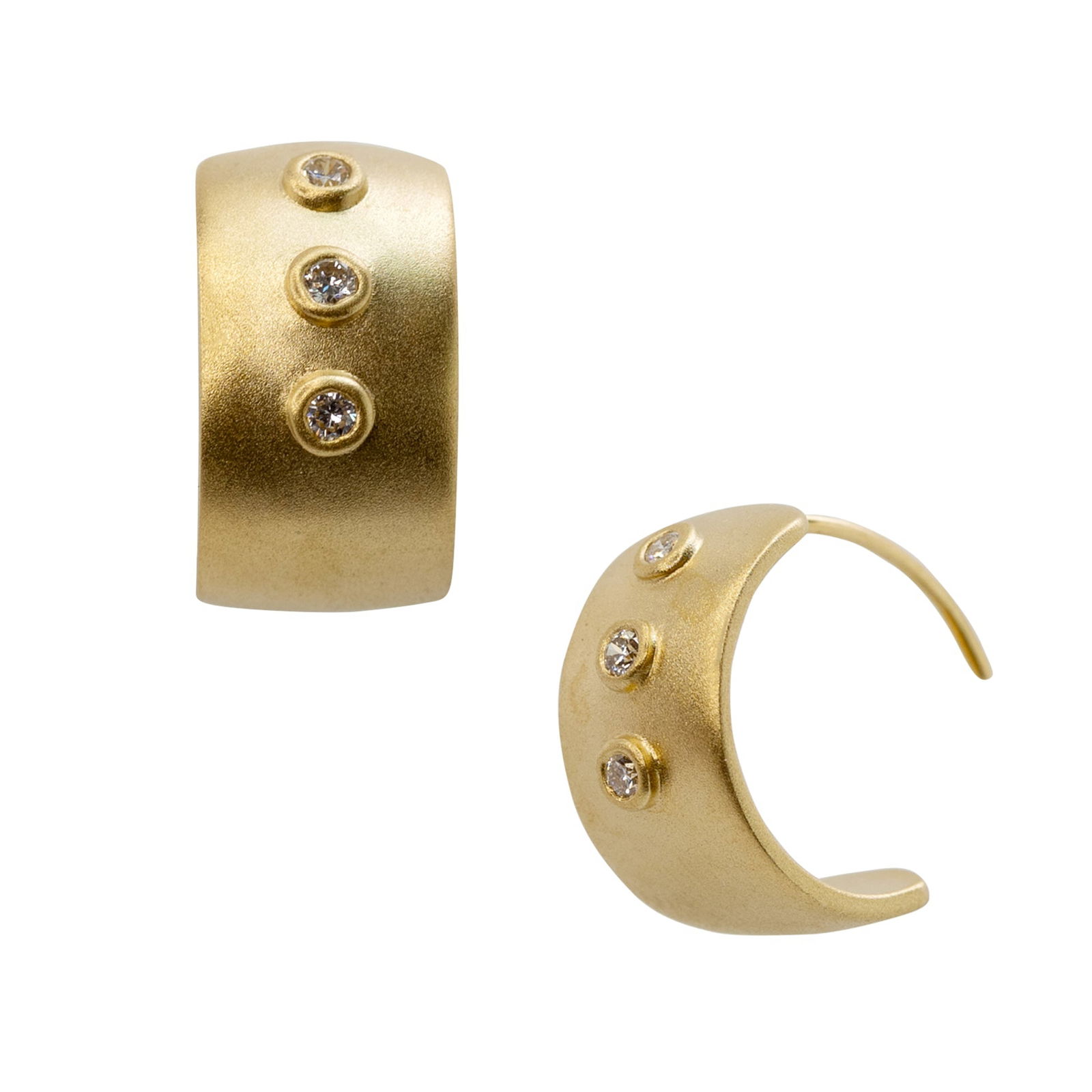 Meme Diamond Wide Huggie 18 K Gold Earrings, 1/2" Round (1 of 8)