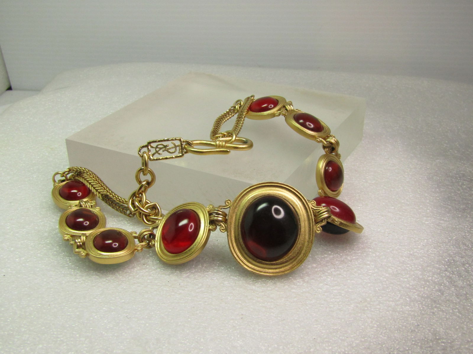 Vintage Red/Green Yves Saint Laurent Necklace, By Robert Goosens, 1980's, 18" - 9