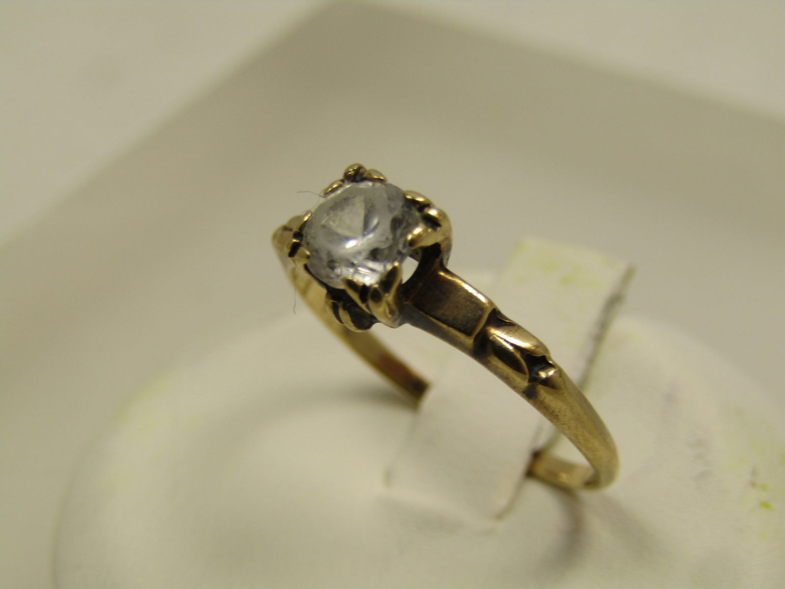Vintage 10kt White Topaz Engagement Ring, Sz. 7, 1940's, .50 ctw - 4