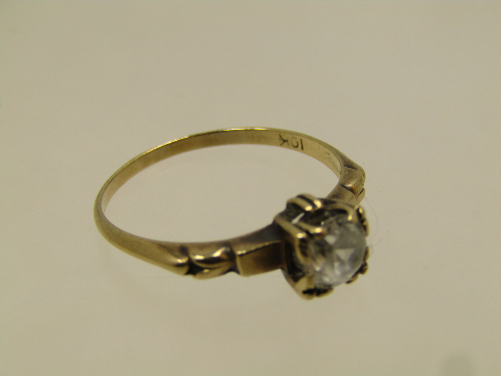 Vintage 10kt White Topaz Engagement Ring, Sz. 7, 1940's, .50 ctw - 6