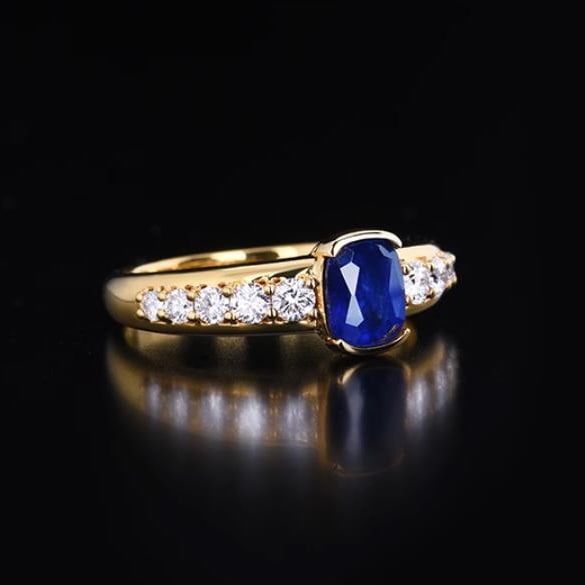 14K GOLD 1.50 CTW NATURAL SAPPHIRE & DIAMOND RING - 4