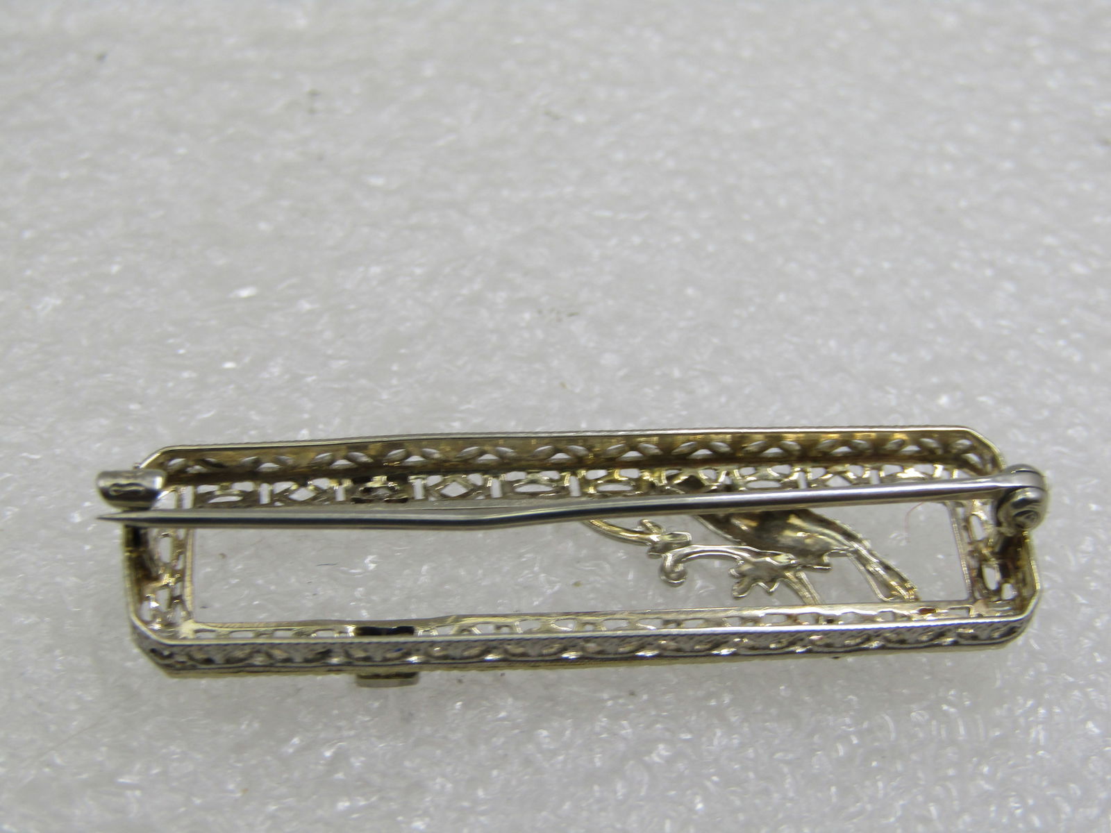 Antique 14kt Filigree Bird Diamond Sapphire Brooch, 19120's-1930's - 5