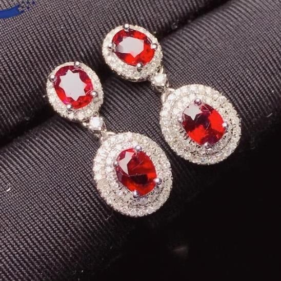 14K GOLD 1.85 CT NATURAL RUBY & DIAMOND EARRINGS (1 of 3)