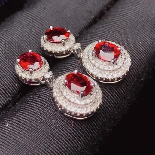 14K GOLD 1.85 CT NATURAL RUBY & DIAMOND EARRINGS - 2