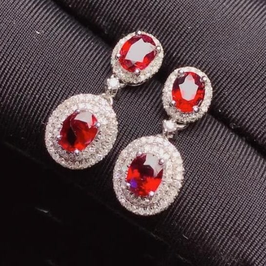 14K GOLD 1.85 CT NATURAL RUBY & DIAMOND EARRINGS - 3