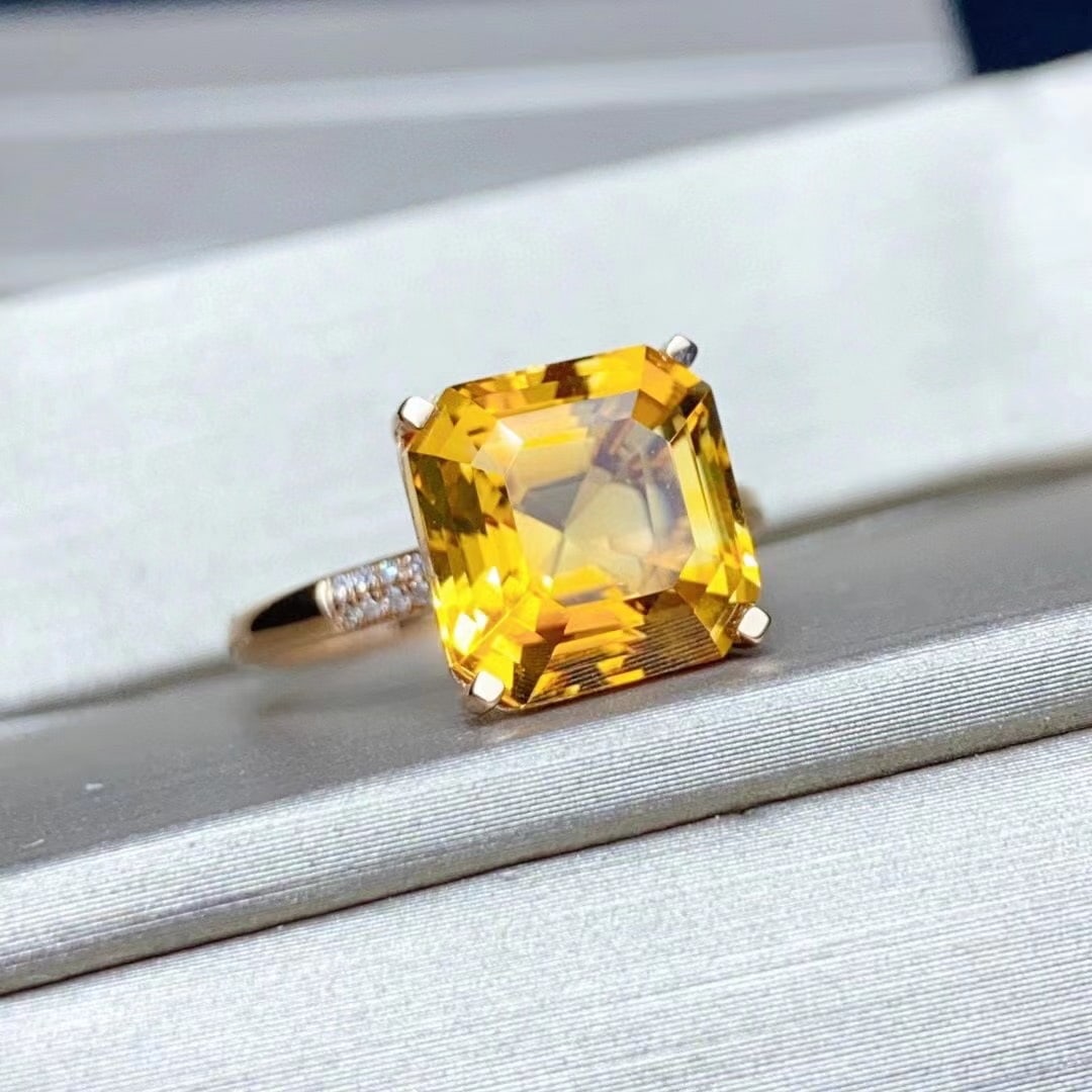 14K GOLD 5.05 CT NATURAL CITRINE & DIAMOND RING - 5