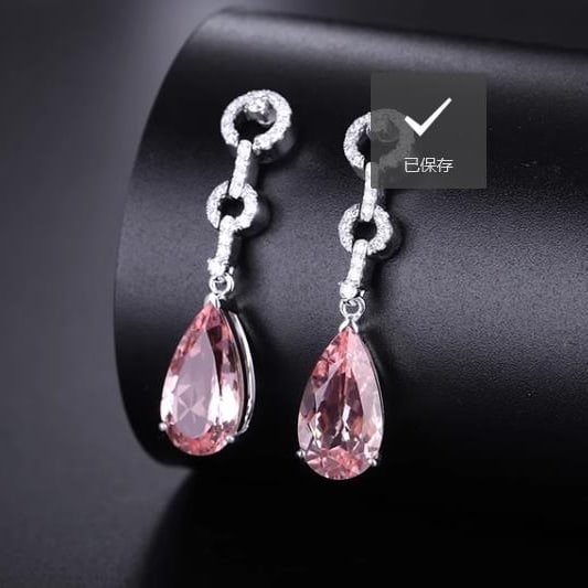 14K GOLD 5.17 CTW NATURAL MORGANITE & DIAMOND EARRINGS - 3