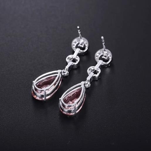 14K GOLD 5.17 CTW NATURAL MORGANITE & DIAMOND EARRINGS - 4