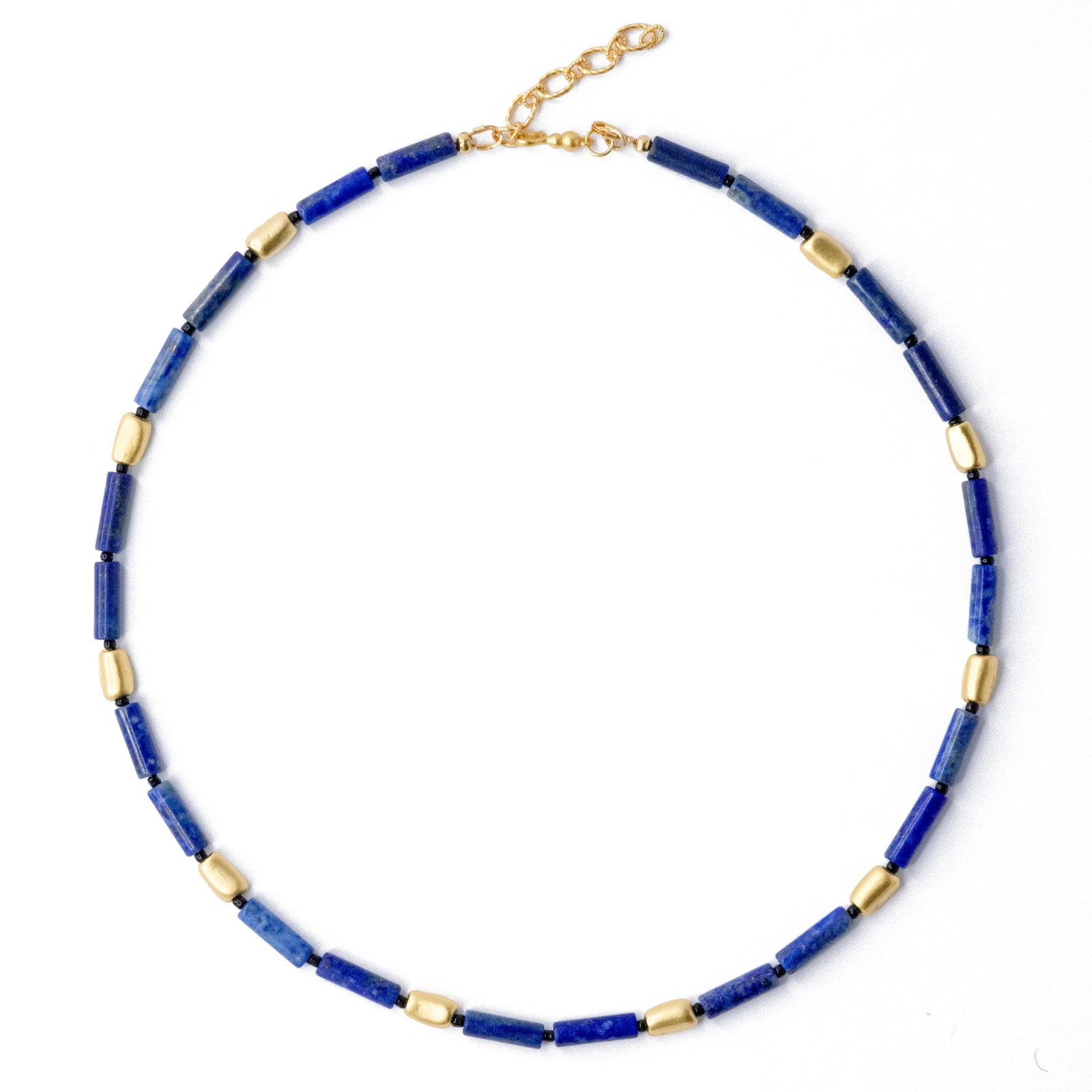 Lapis Lazuli Tube Princess Necklace: Title:Lapis Lazuli Tube Princess NecklaceDescription:Dive into the modern, edgy sophistication of this Lapis Lazuli necklace from Bombyx House. Feel the powerful fusion of ancient wisdom and